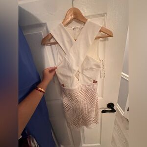 Missguided white cross Front Premium Lace Body-con dress